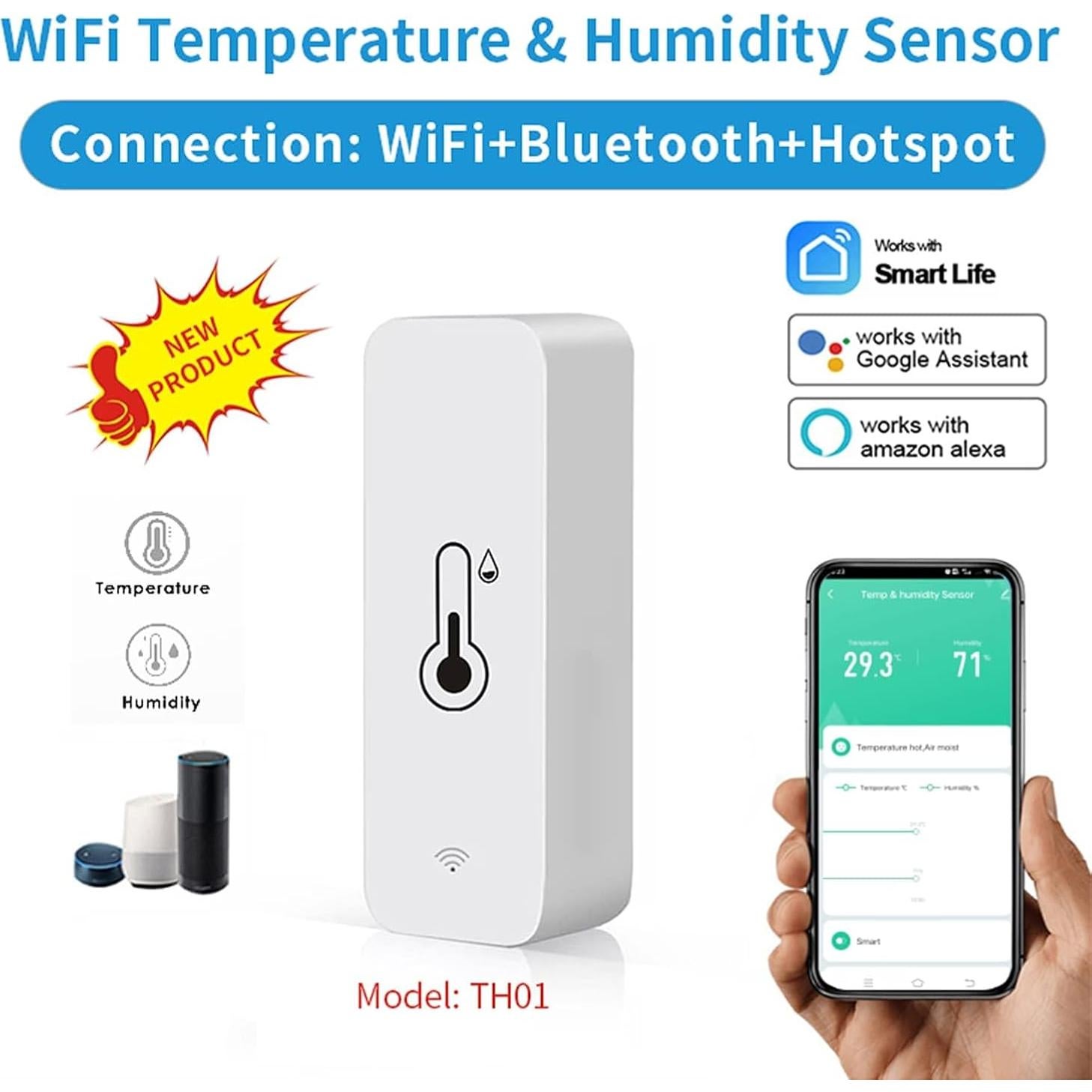 Higrómetro Termómetro WiFi SENCKIT TH-01, Monitoreo Remoto
