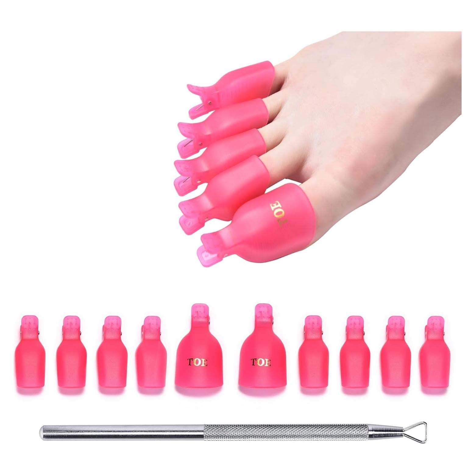 Kit Removedor de Esmalte UV KAZI 11 Pcs con Empujador Rosa