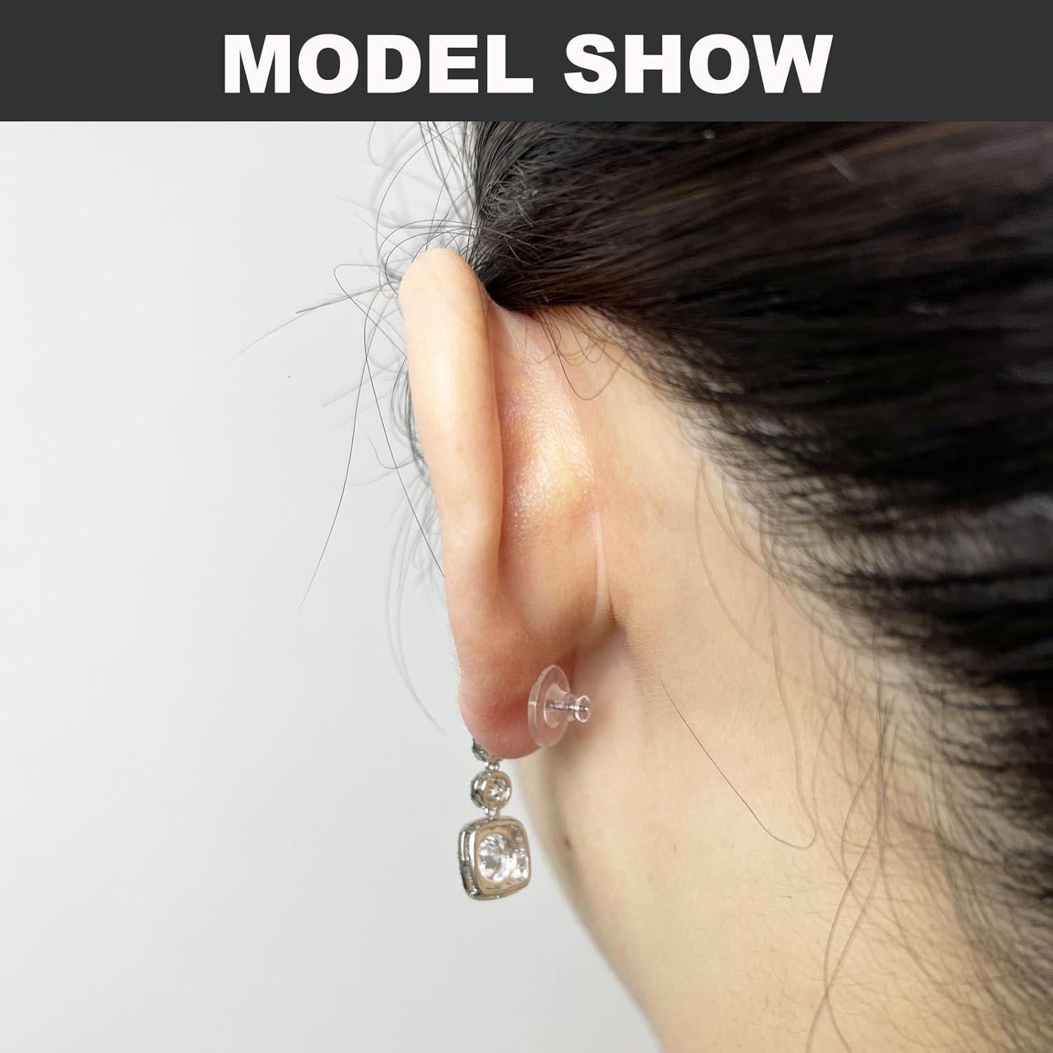 Earring Backs Rubber,100 PCS Soft Clear Earring Backs for Studs,Hypoallergenic Silicone Earrings Backs Replacement Safety Back Stoppers