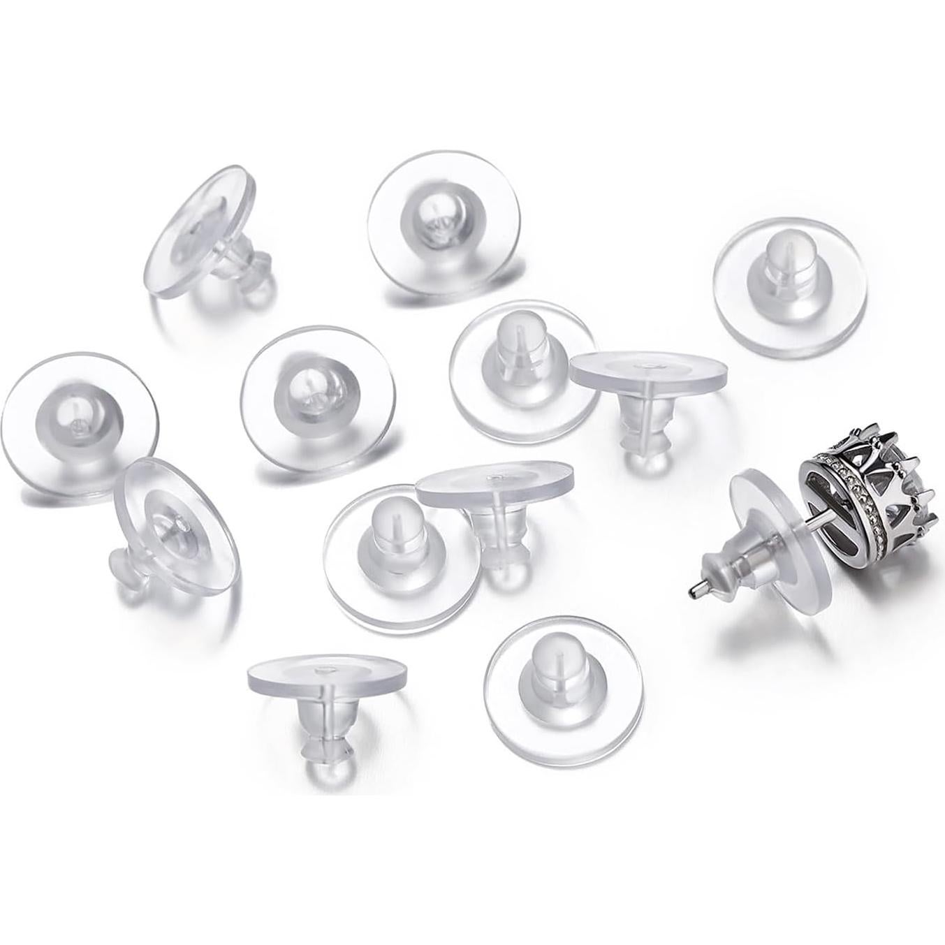Earring Backs Rubber,100 PCS Soft Clear Earring Backs for Studs,Hypoallergenic Silicone Earrings Backs Replacement Safety Back Stoppers