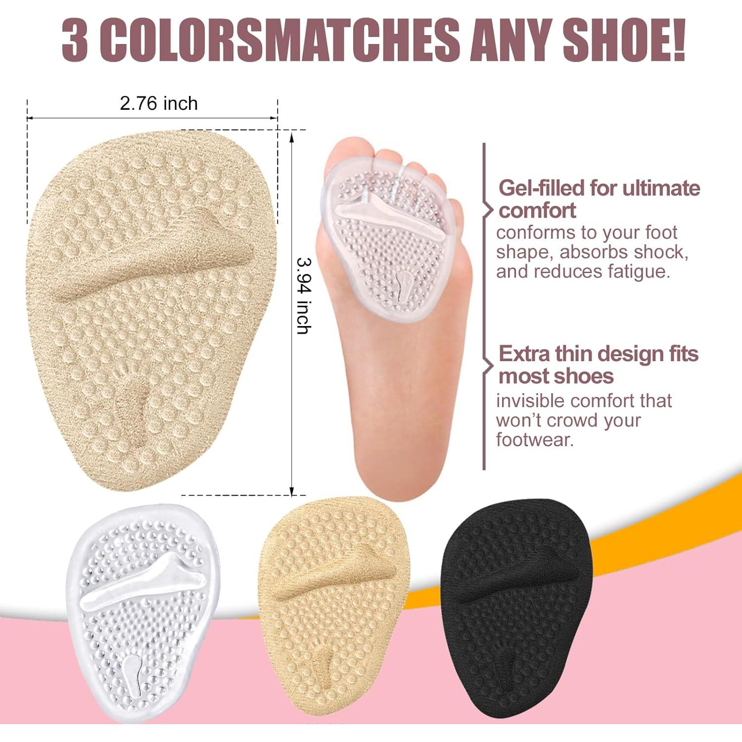 6 Pares Almohadillas Metatarsales Viybtue Beige Confort Tacones