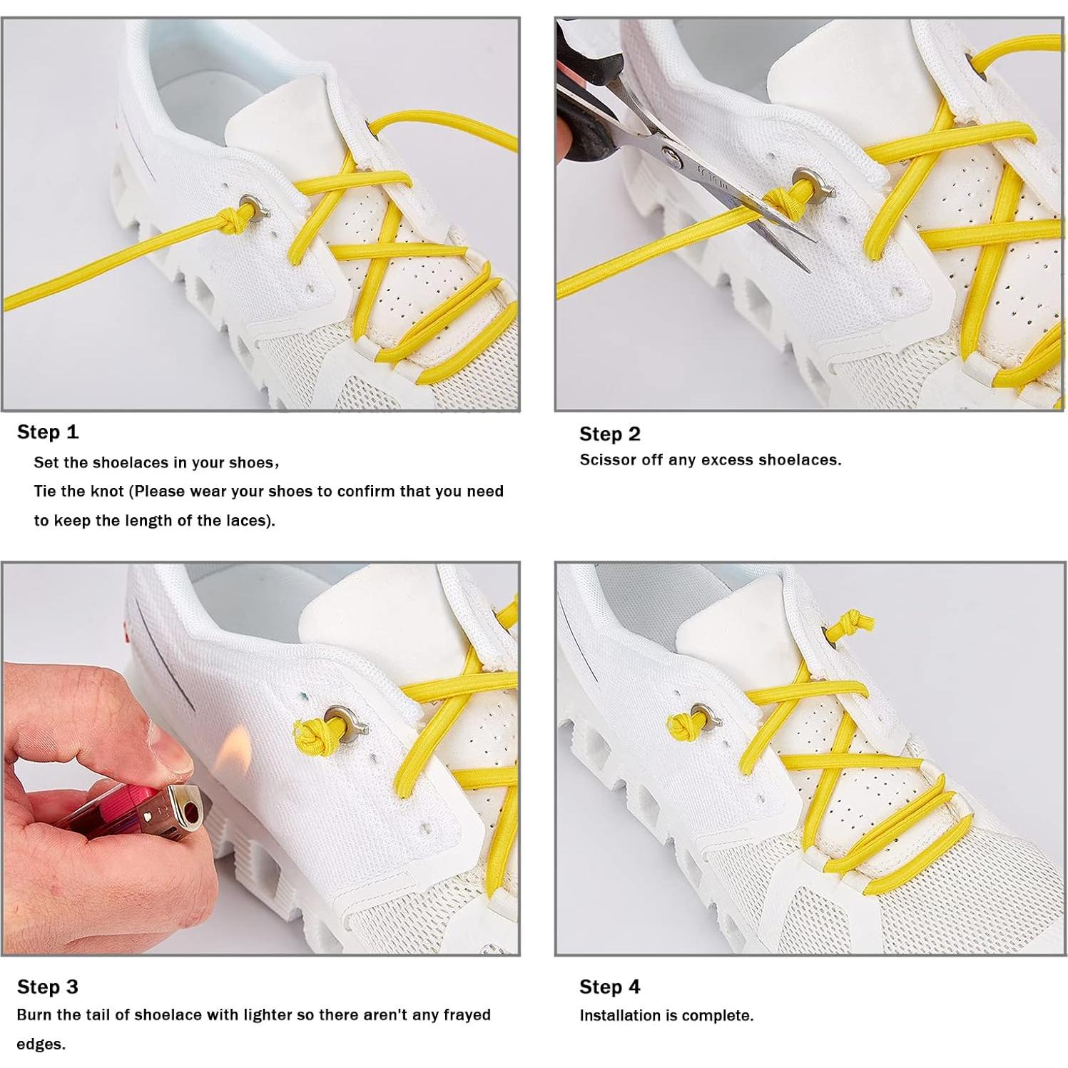 Cordones Elásticos Sin Nudos 80 cm Negros para Zapatillas