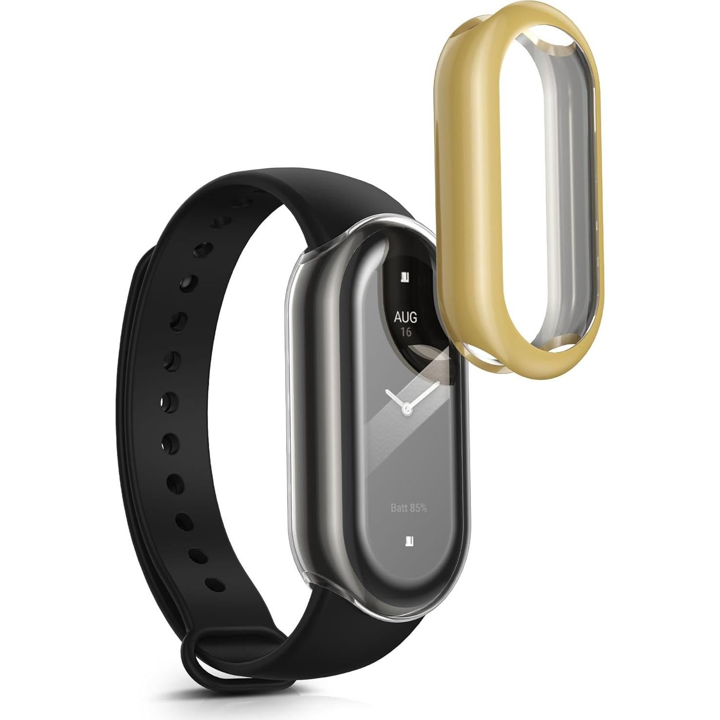 Funda Silicona TPU KW-Mobile para Xiaomi Mi Band 8 - Transparente/Oro