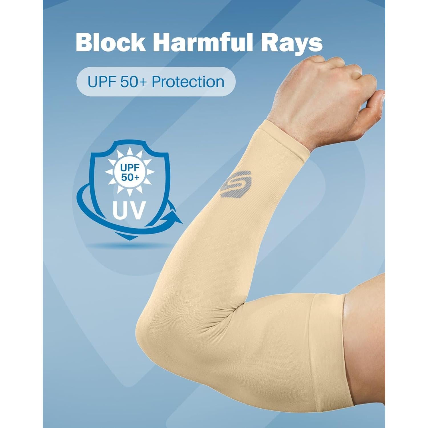 Mangas de Protección UV Shinymod para Hombres y Mujeres Beige