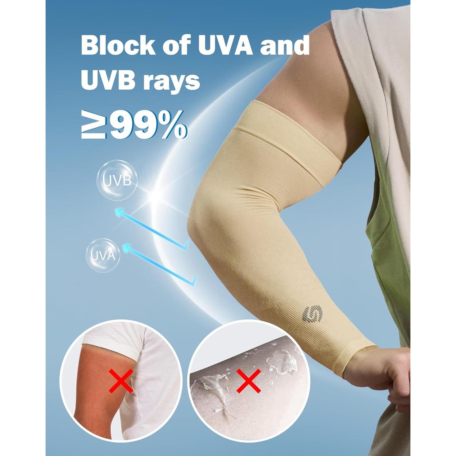 Mangas de Protección UV Shinymod para Hombres y Mujeres Beige