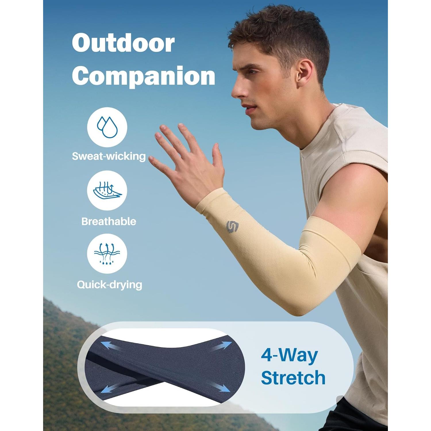 Mangas de Protección UV Shinymod para Hombres y Mujeres Beige