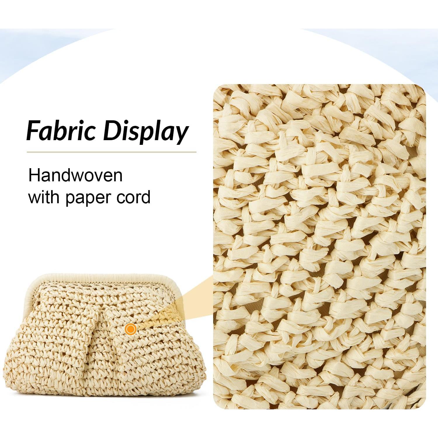 Bolso de paja Freie Liebe para mujeres, clutch de verano beige