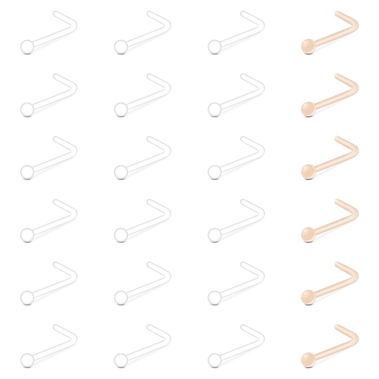 Studs de Nariz Transparentes QWALIT 20g y 18g - 18 Piezas