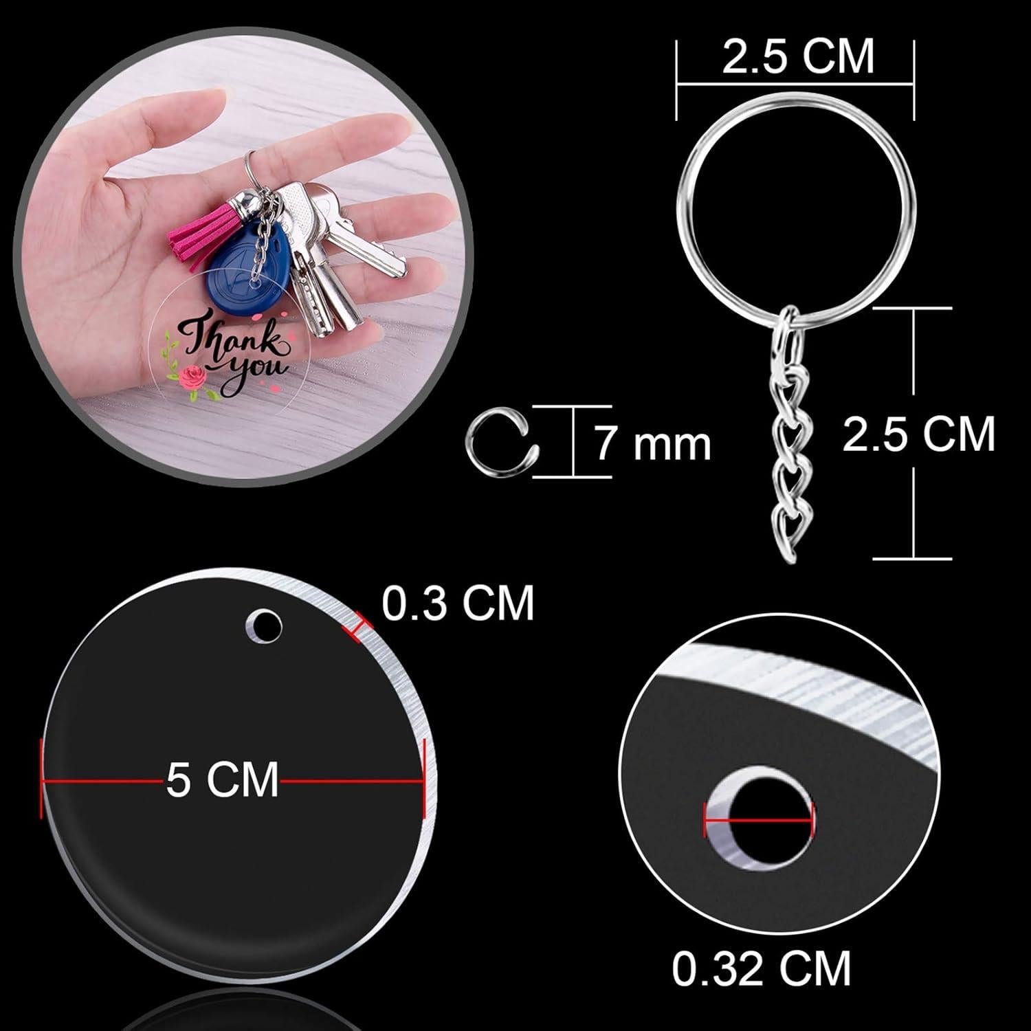 Duufin 108 Piezas Llaveros Acrílicos 5.08 cm Blanco