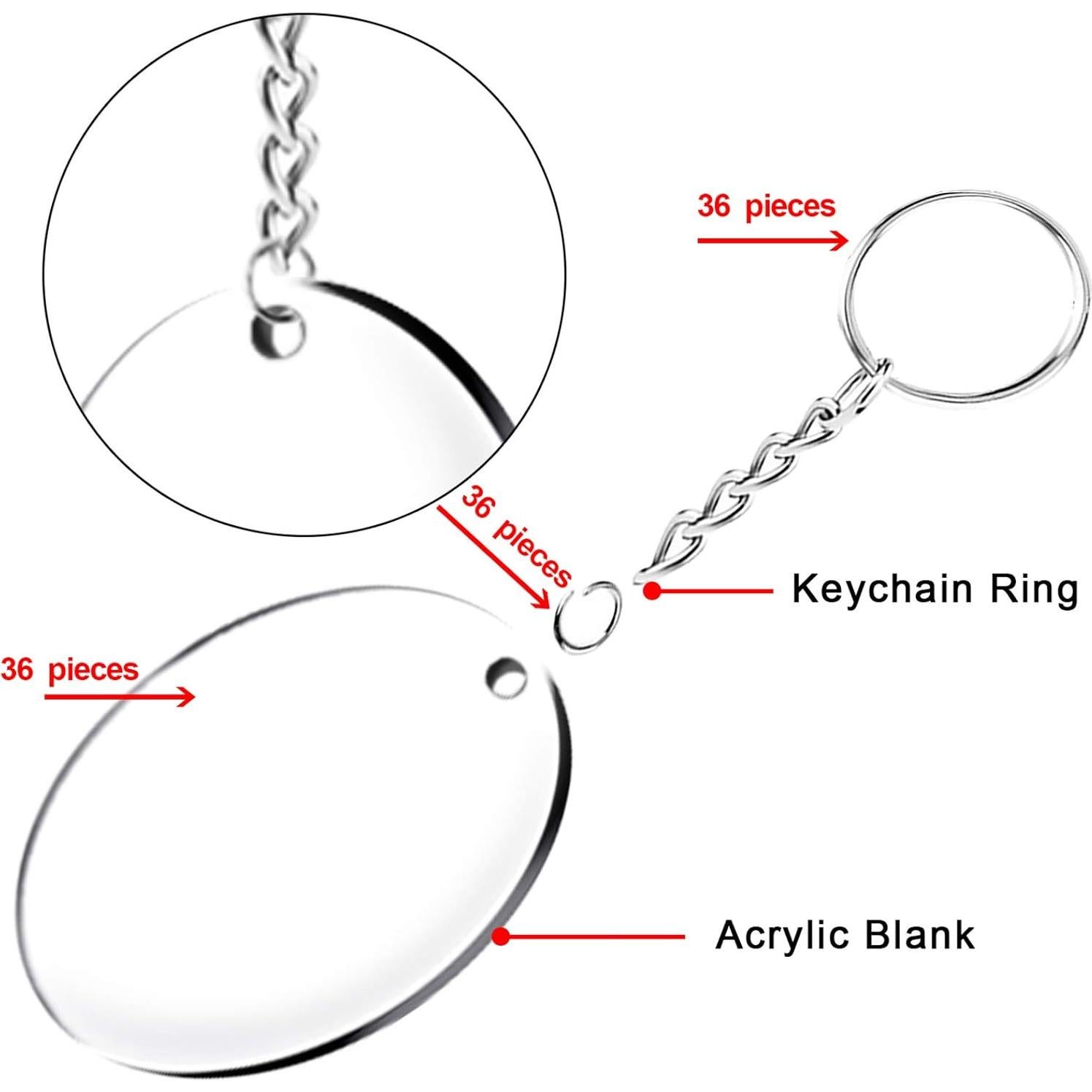 Duufin 108 Piezas Llaveros Acrílicos 5.08 cm Blanco