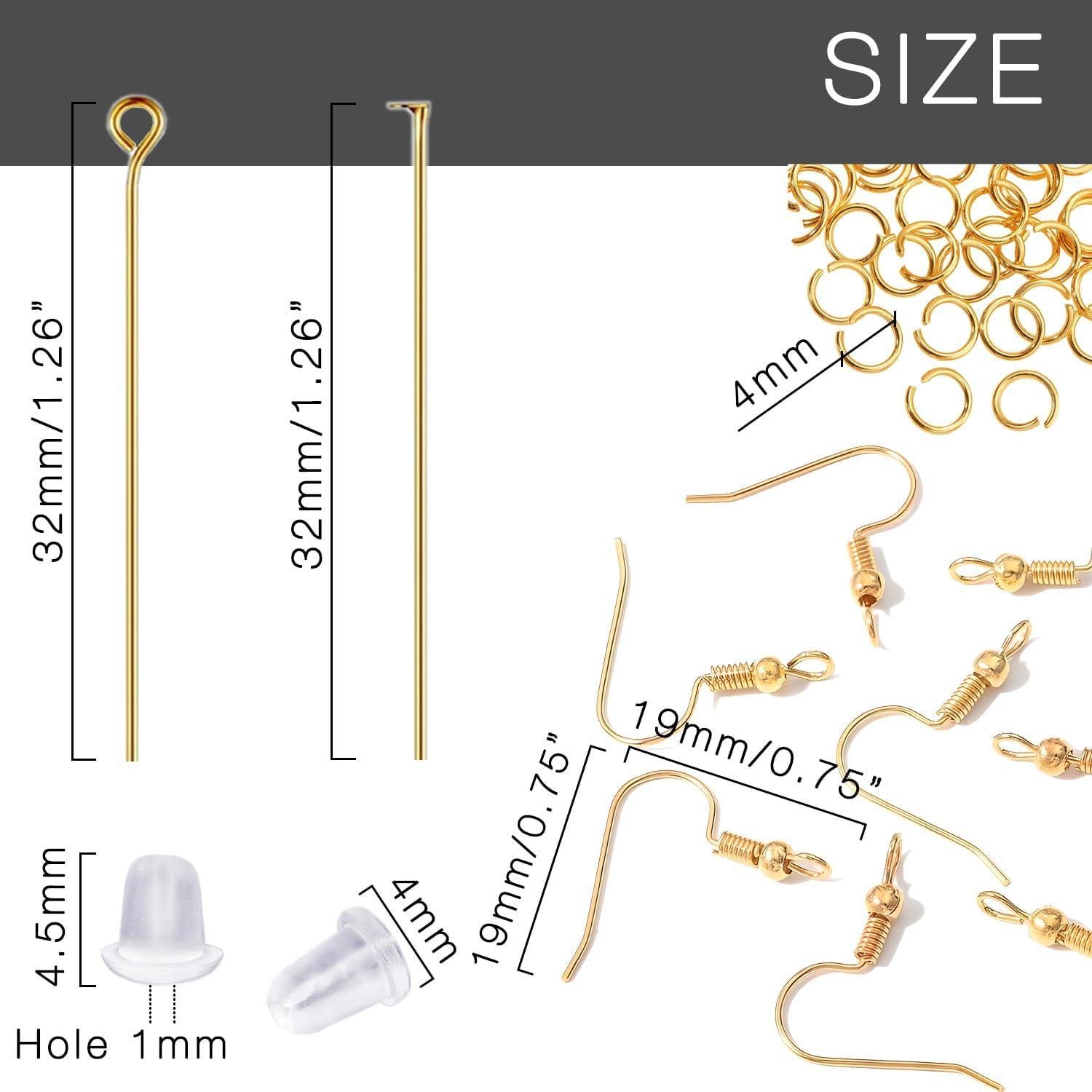 Ganchos Hipoalergénicos para Pendientes Stino 800 Piezas Oro