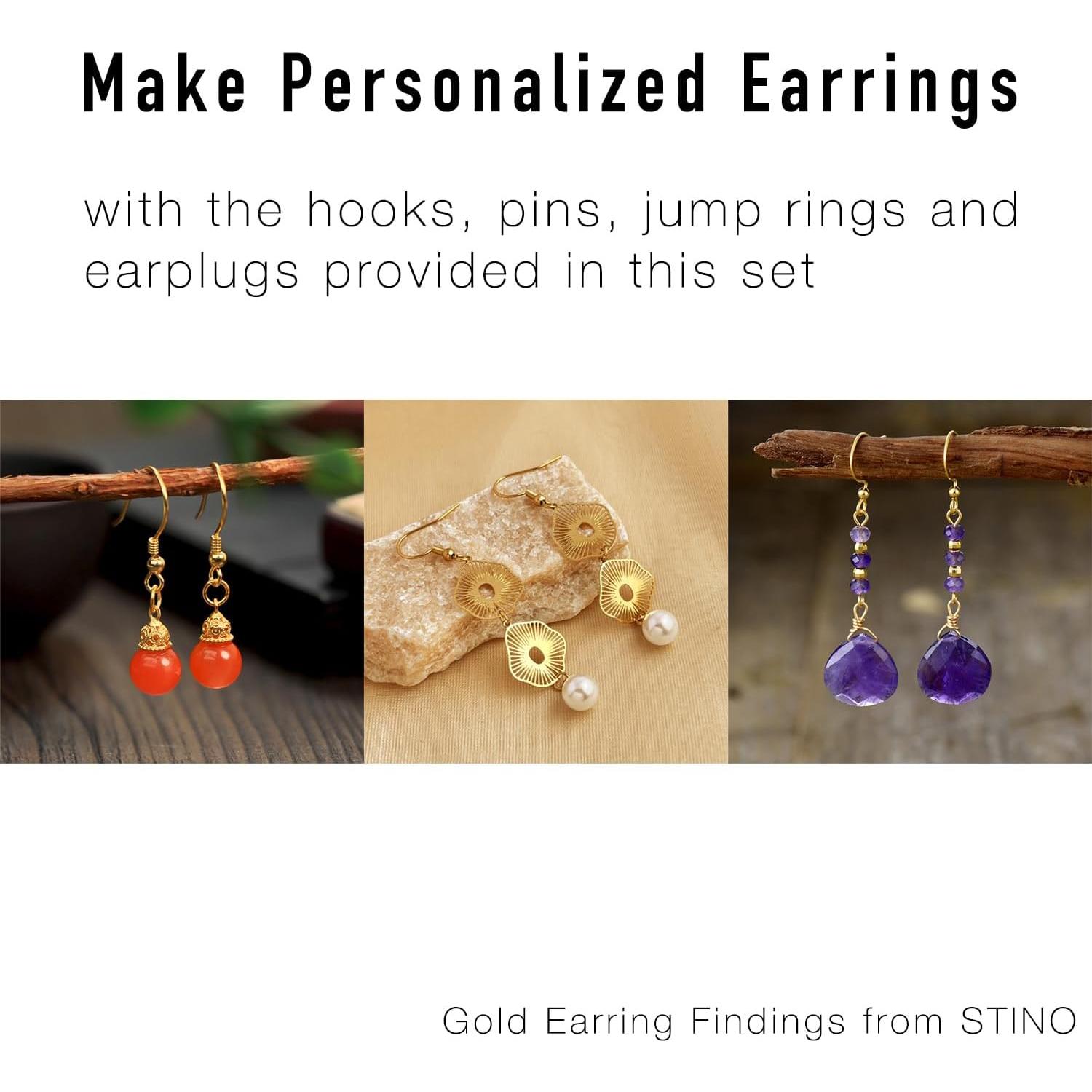 Ganchos Hipoalergénicos para Pendientes Stino 800 Piezas Oro