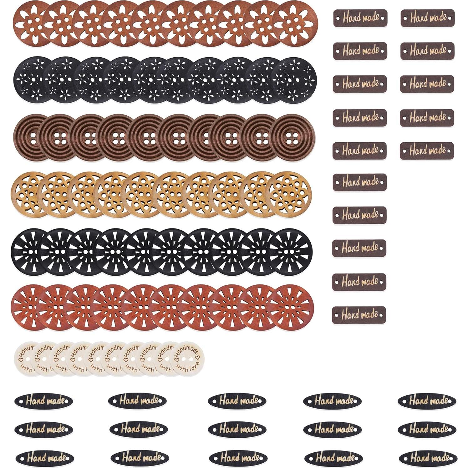 Botones de Madera Mandala Crafts - 100 Piezas 25mm Asortidos