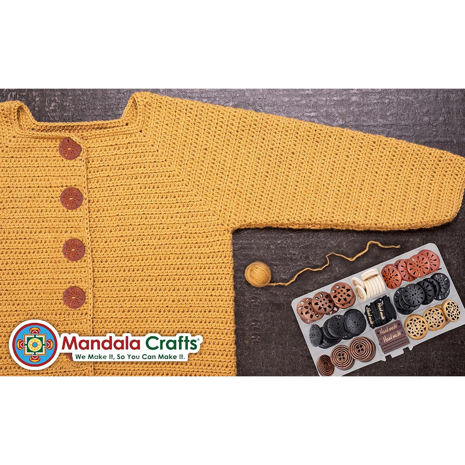 Botones de Madera Mandala Crafts - 100 Piezas 25mm Asortidos