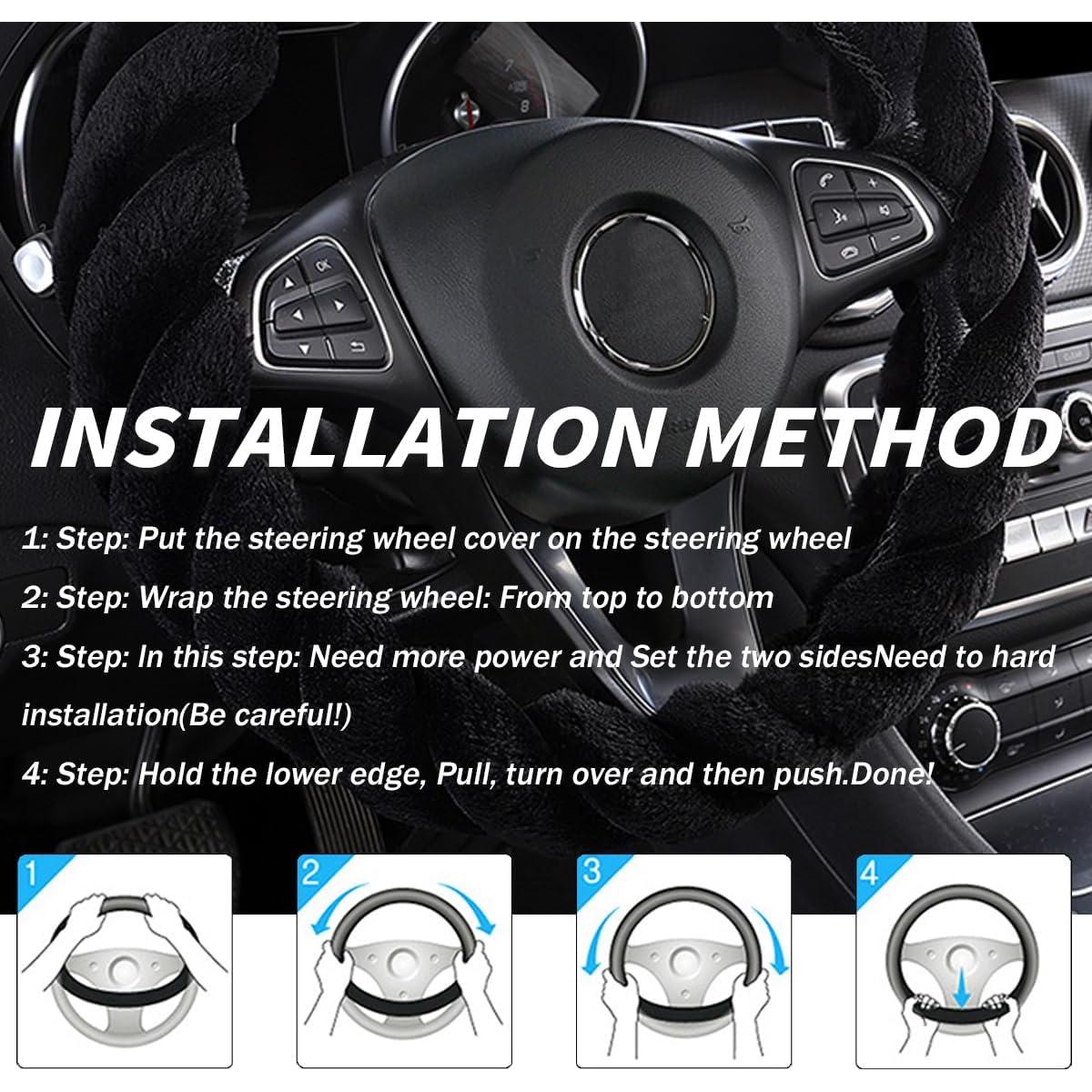 Funda de Volante AICEL 38 cm Peluda Antideslizante Universal