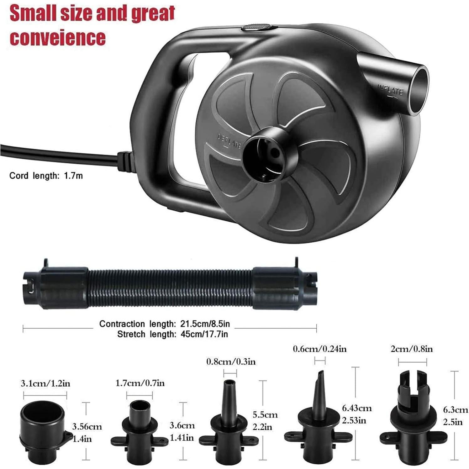 Bomba de Aire Eléctrica KERUITA 300W Inflador Rápido 1.2PSI