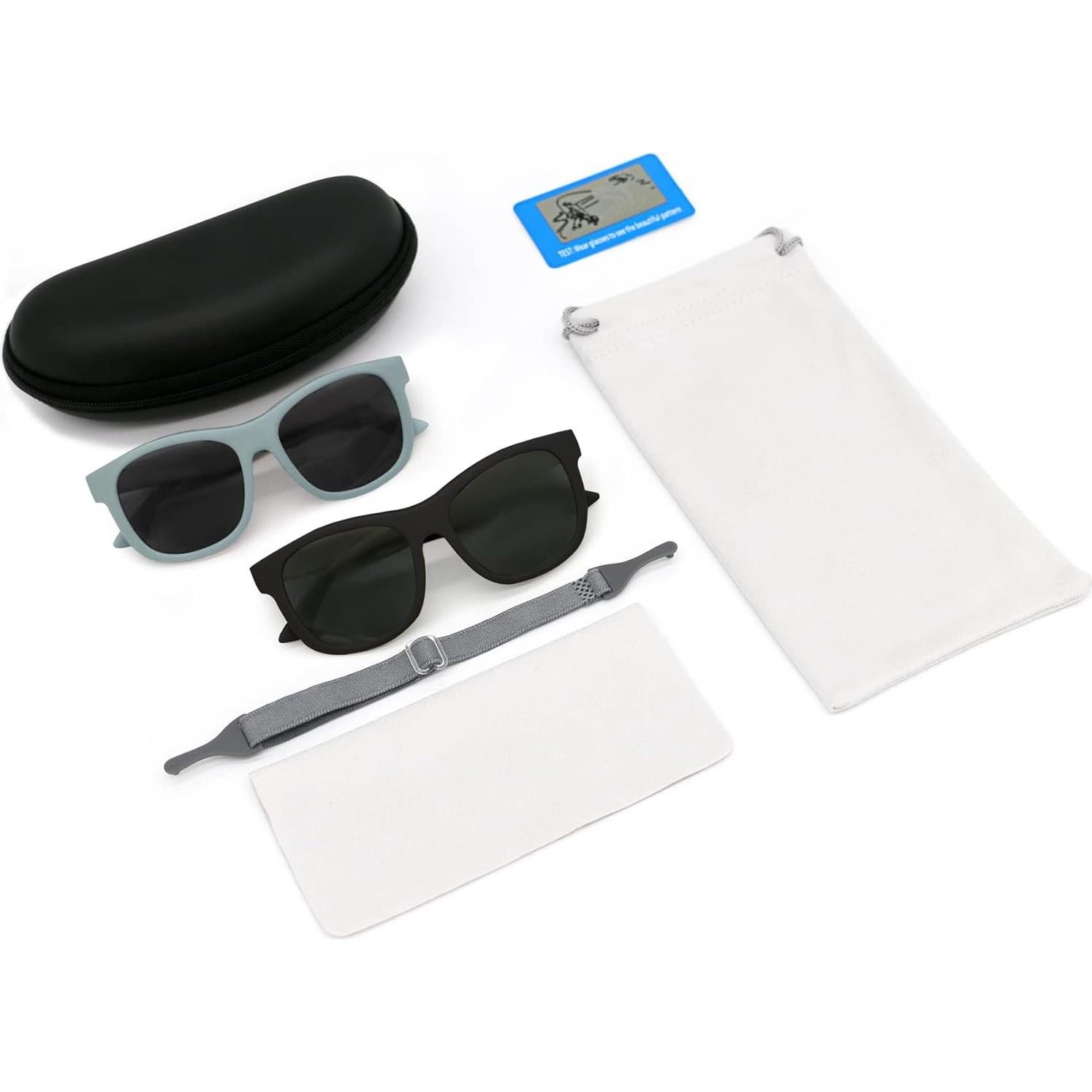 Olreco 2 Pack Baby Sunglasses Polarized Flexible Toddler Sunglasses with Strap Infant Sunglass for Baby Girl Boy 0-24 Months