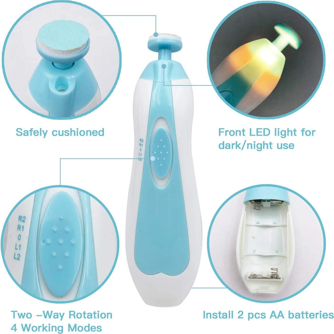 Cortador de Uñas Eléctrico para Bebés con Luz LED - Azul