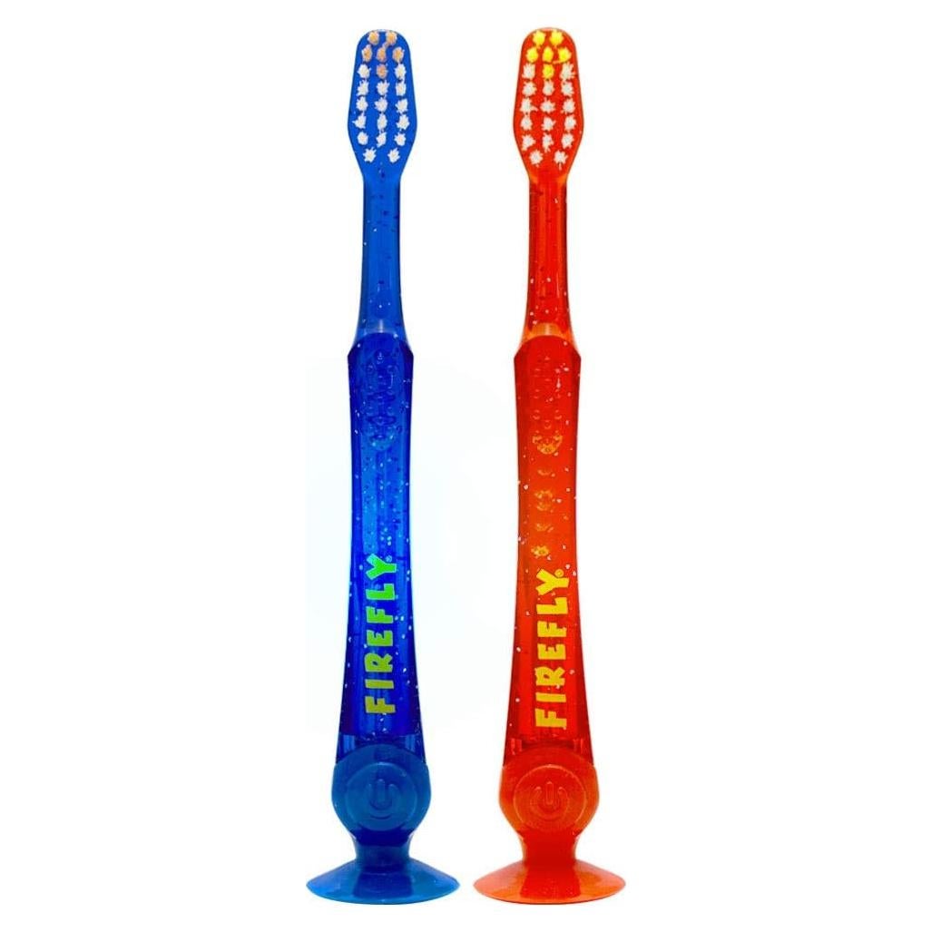 Firefly Light-Up Timer Kids Toothbrush with Suction Cup, Soft - 2 Count (Pack of 1), Assorted