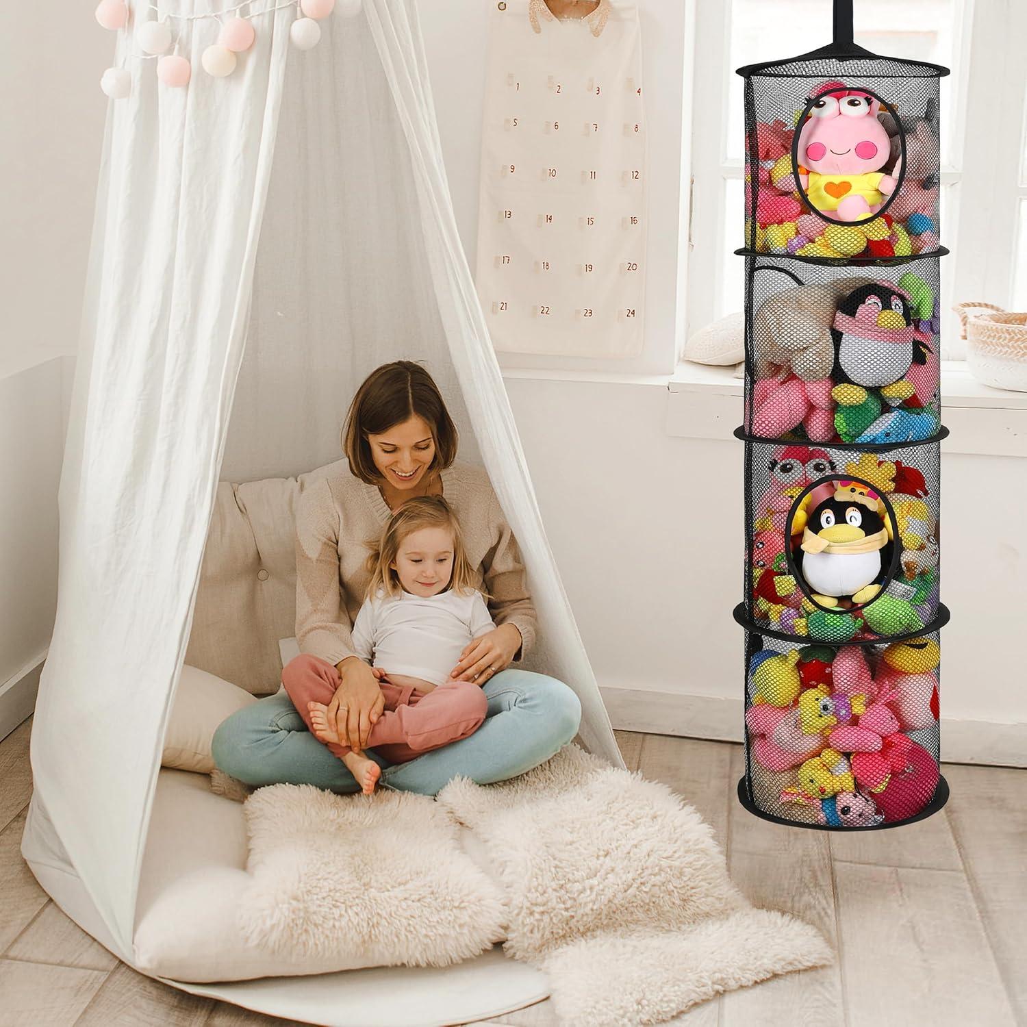 Organizador de Almacenamiento de Peluches Coastal Rose Negro 4 Niveles