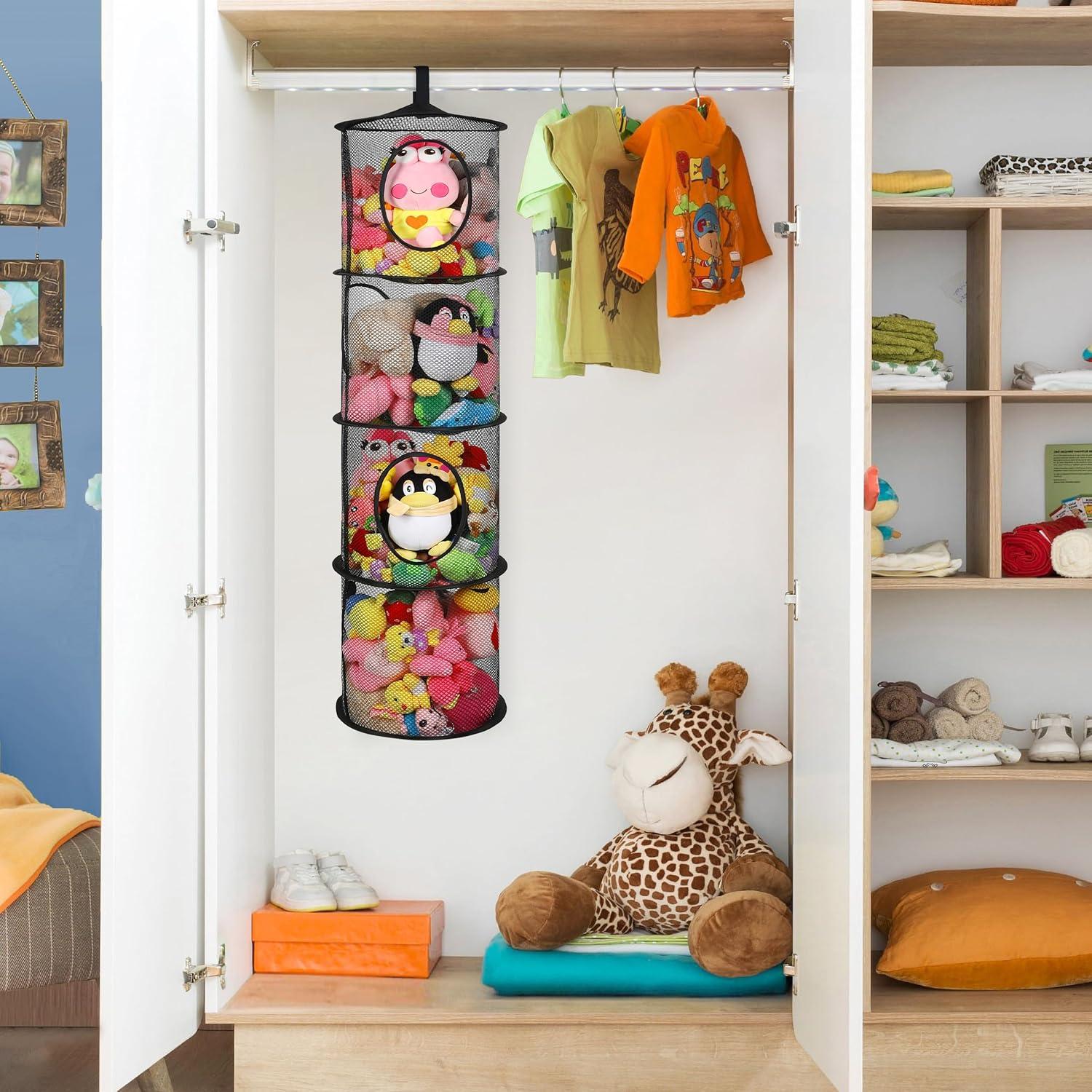 Organizador de Almacenamiento de Peluches Coastal Rose Negro 4 Niveles