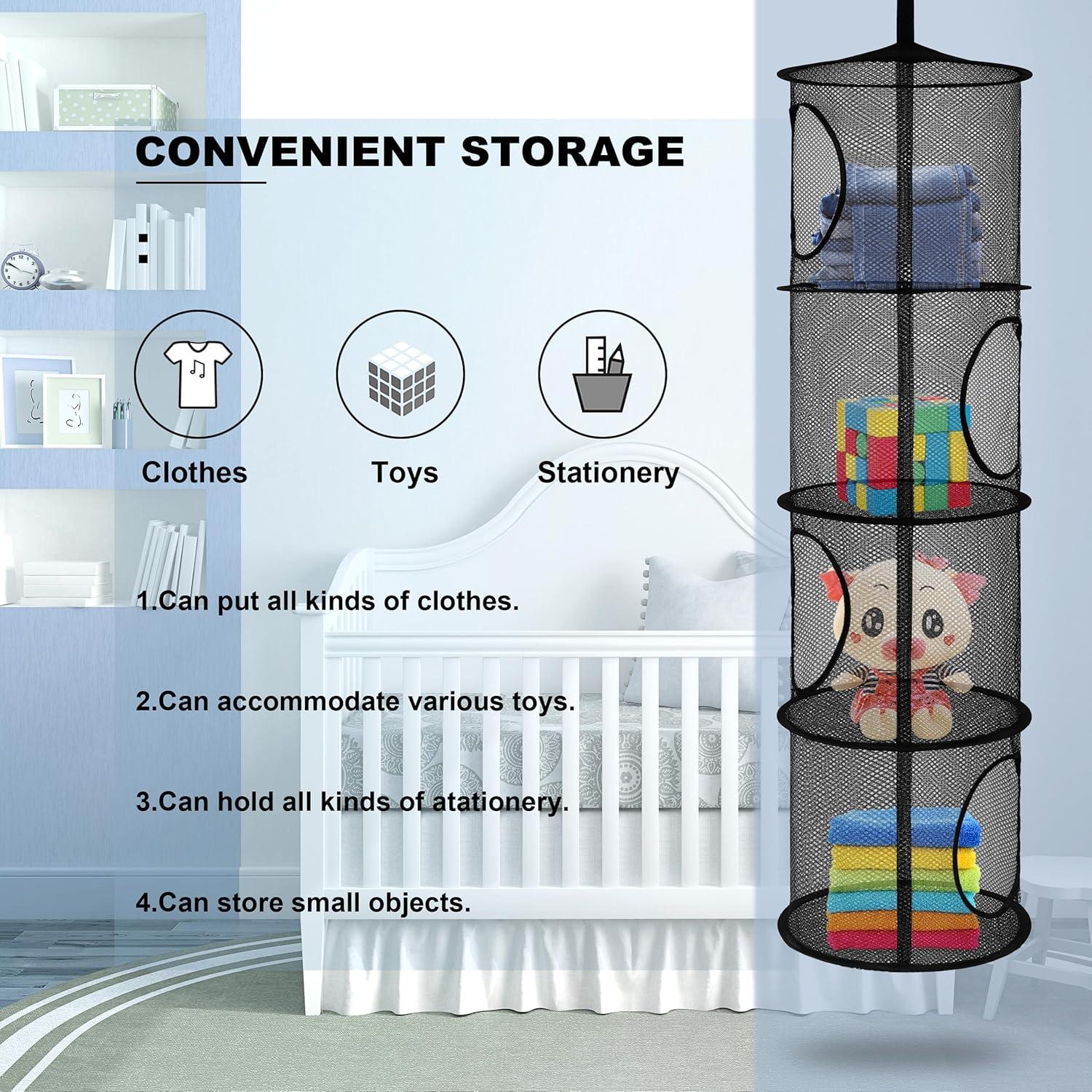 Organizador de Almacenamiento de Peluches Coastal Rose Negro 4 Niveles