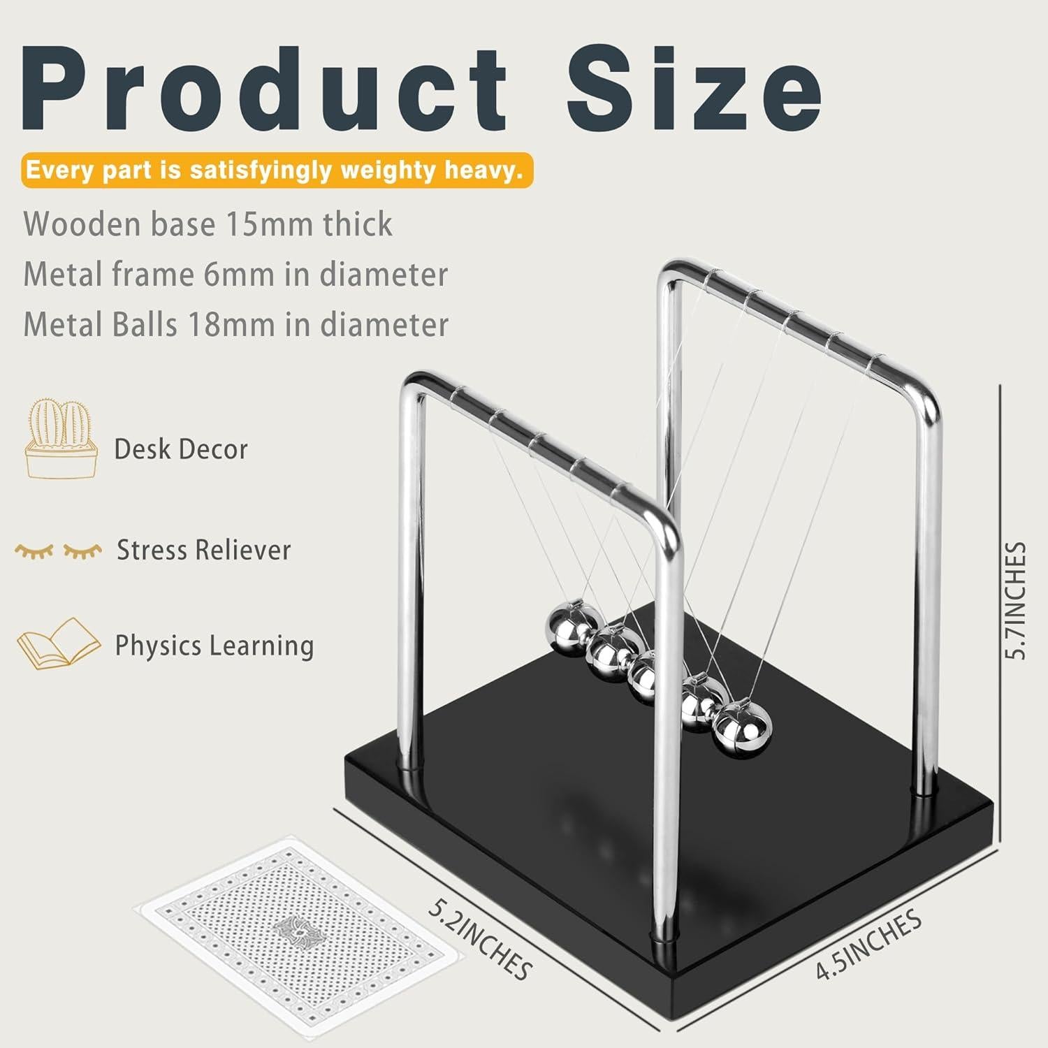 Péndulo de Newton BEWITU con 5 bolas y base de madera