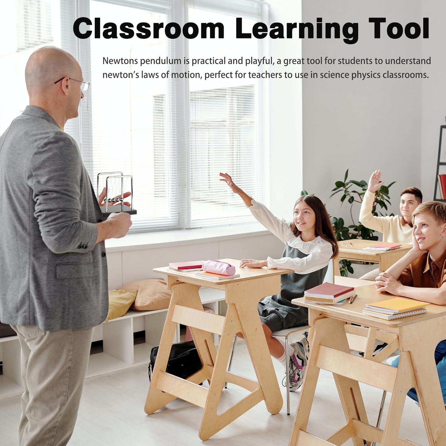 Péndulo de Newton BEWITU con 5 bolas y base de madera