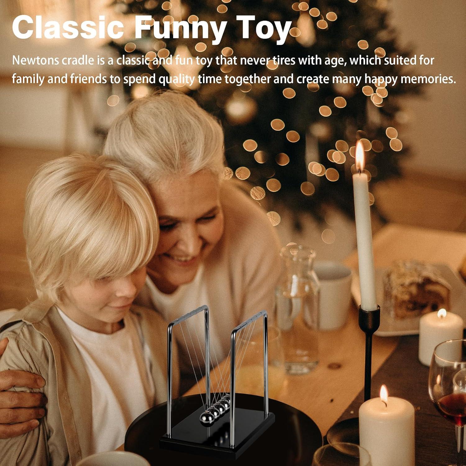 Péndulo de Newton BEWITU con 5 bolas y base de madera