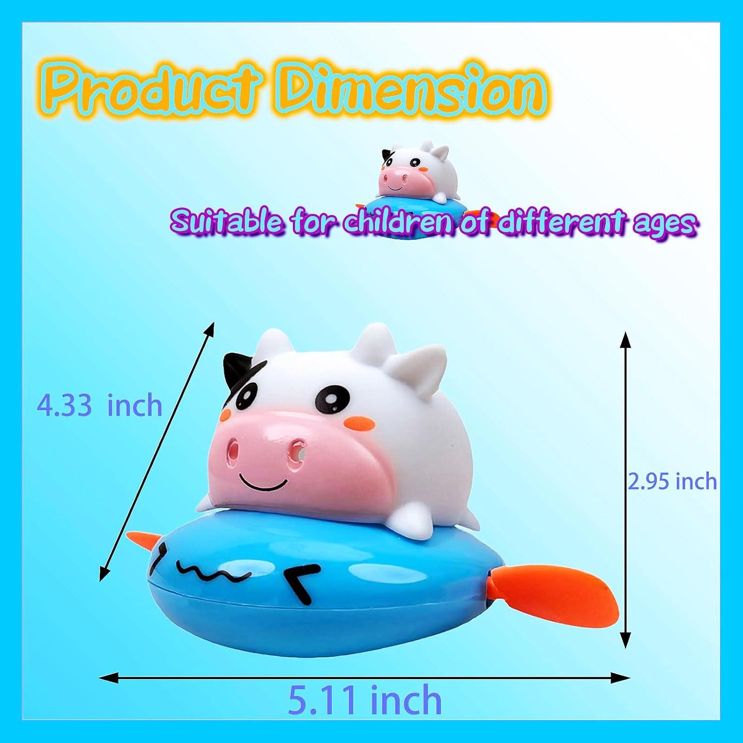 Blue Cute Cow Wind Up Toys, Realistic Image Toddler Floating Pool Toys 1-3 2-4 3-5, Bath Clockwork for Babies 0-6 6-12 Months, Birthday, Christmas and Easter Party Favors