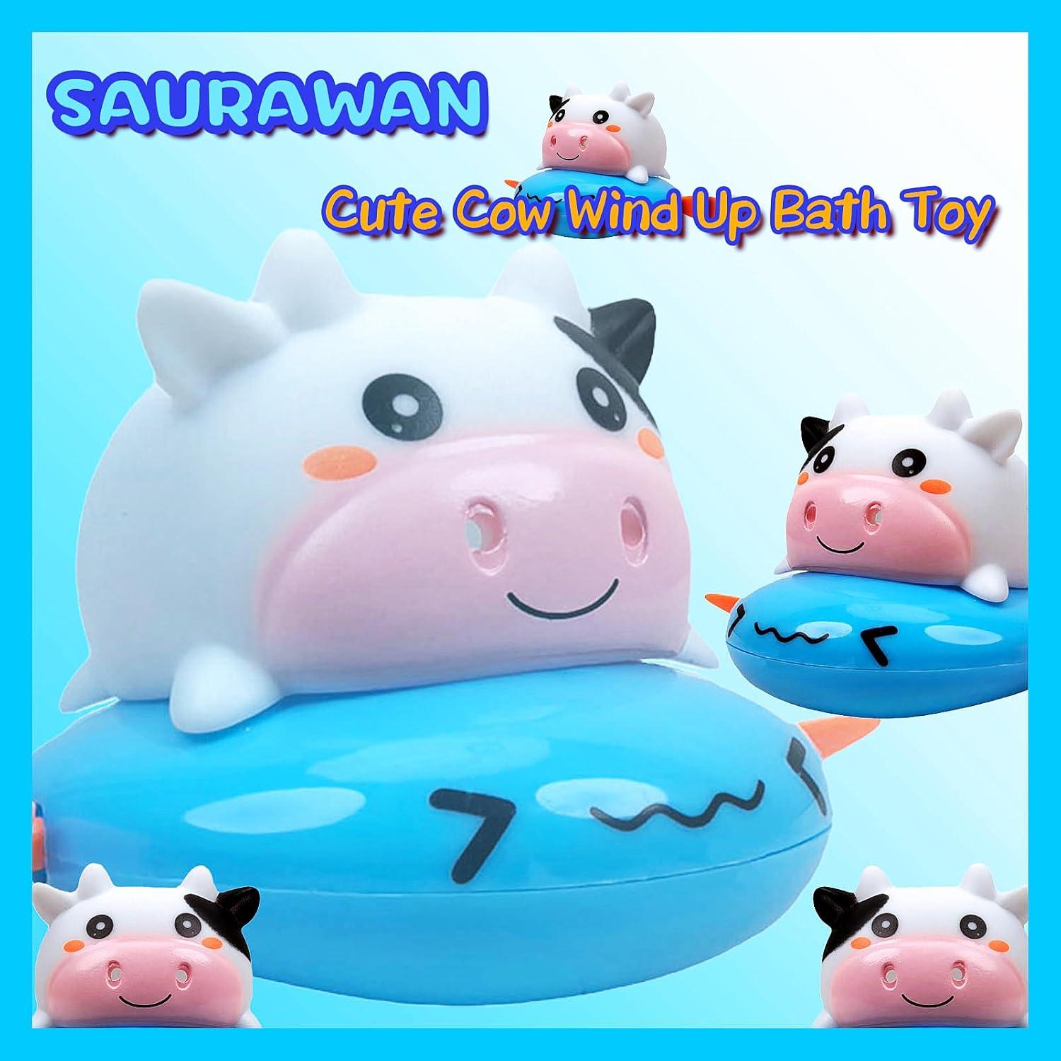 Blue Cute Cow Wind Up Toys, Realistic Image Toddler Floating Pool Toys 1-3 2-4 3-5, Bath Clockwork for Babies 0-6 6-12 Months, Birthday, Christmas and Easter Party Favors