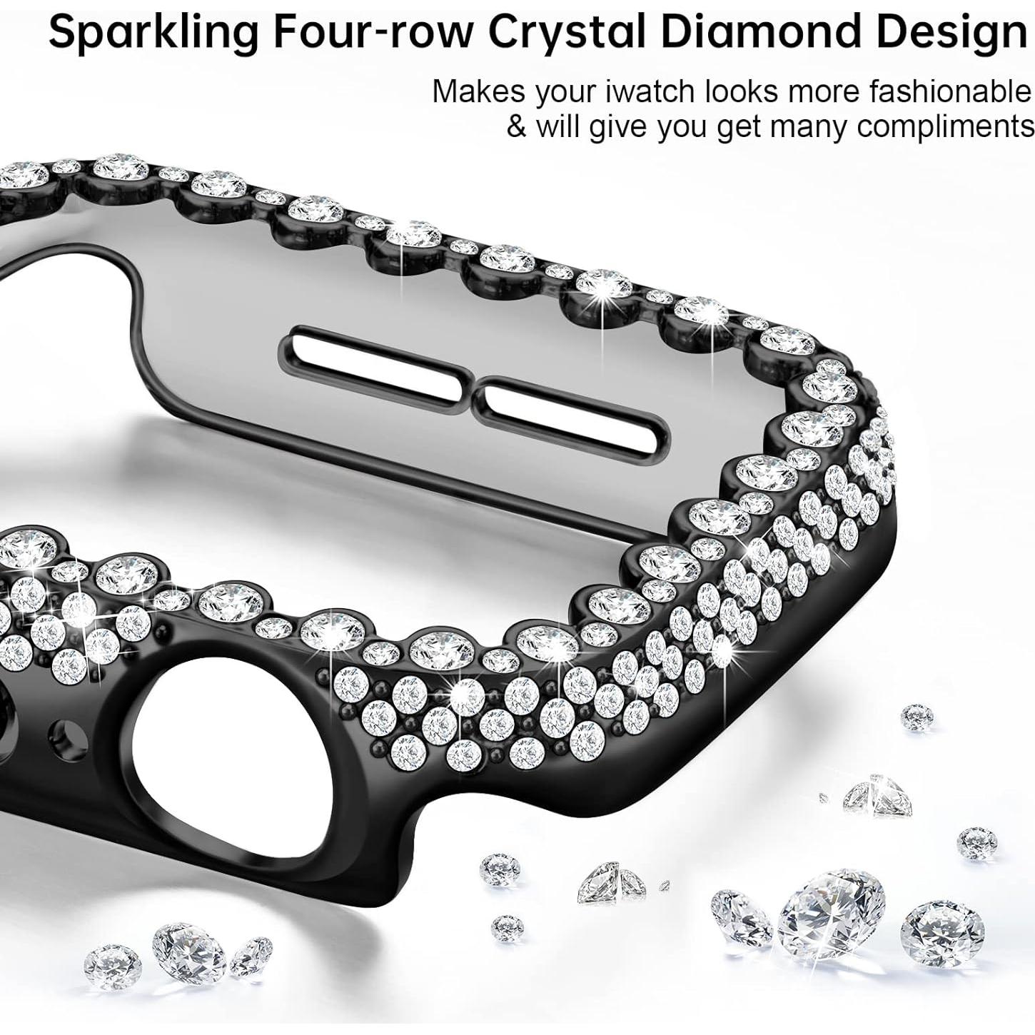 Funda Brillante HEARTBOOM para Apple Watch 38mm Negro