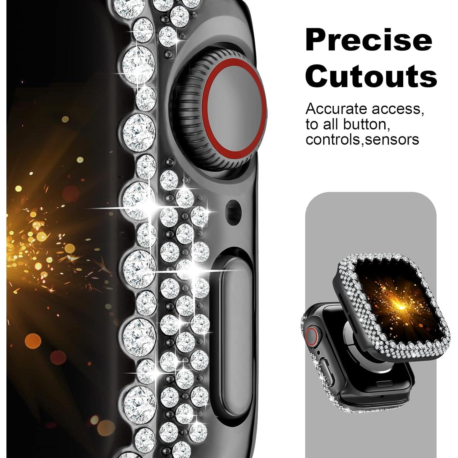 Funda Brillante HEARTBOOM para Apple Watch 38mm Negro