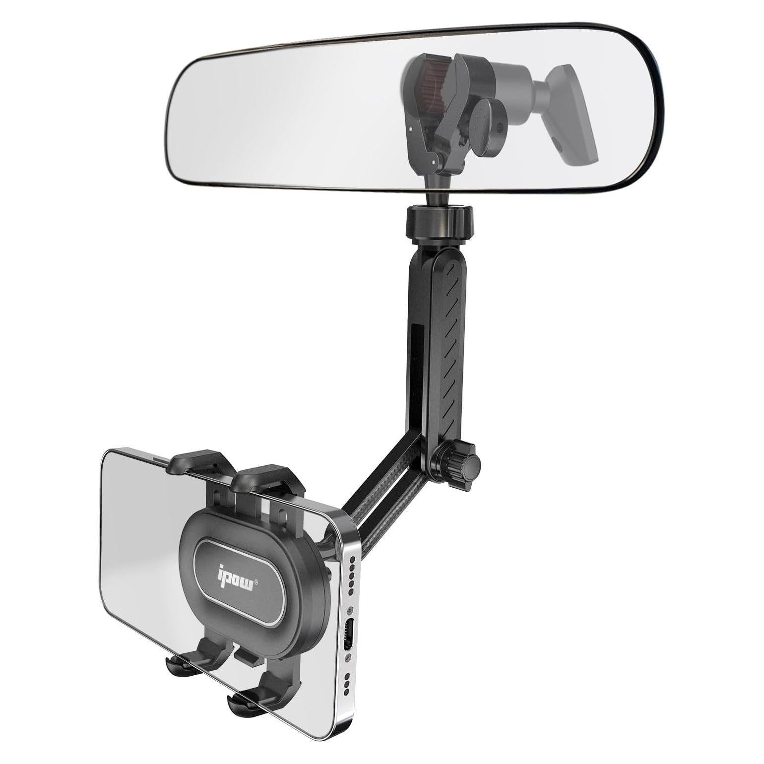 Soporte para Teléfono en Espejo Retrovisor IPOW Negro Ajustable