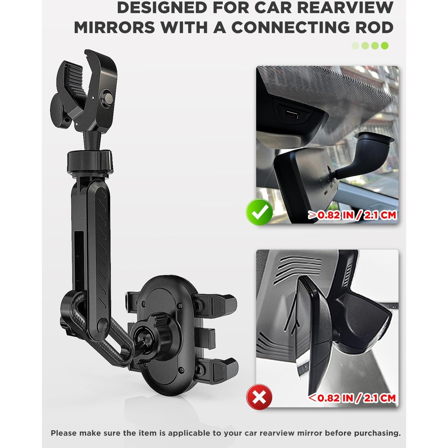 Soporte para Teléfono en Espejo Retrovisor IPOW Negro Ajustable