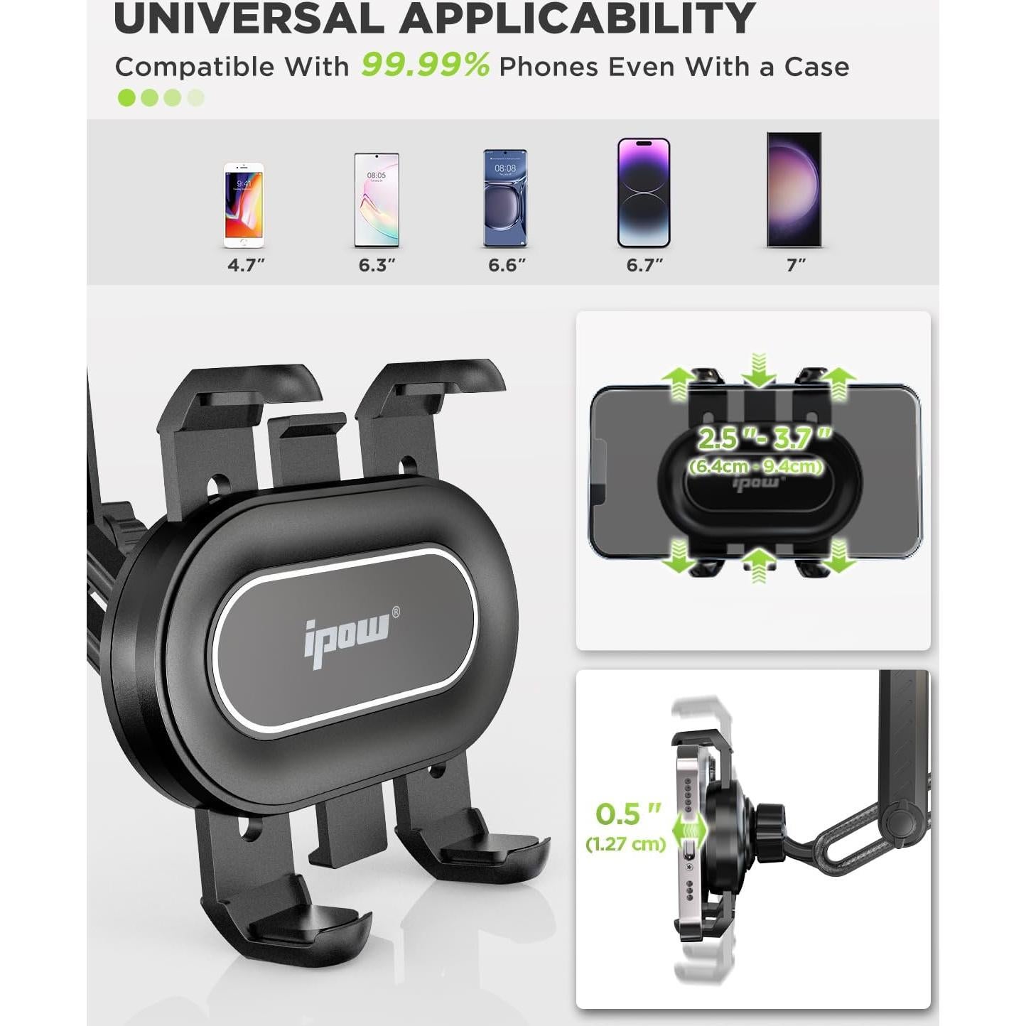 Soporte para Teléfono en Espejo Retrovisor IPOW Negro Ajustable