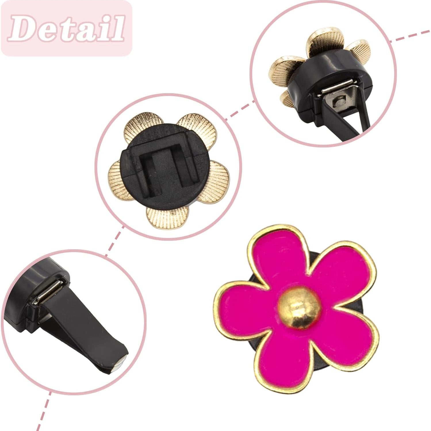 Clips de Ventilación para Auto Acantha 8pcs Flores Margarita