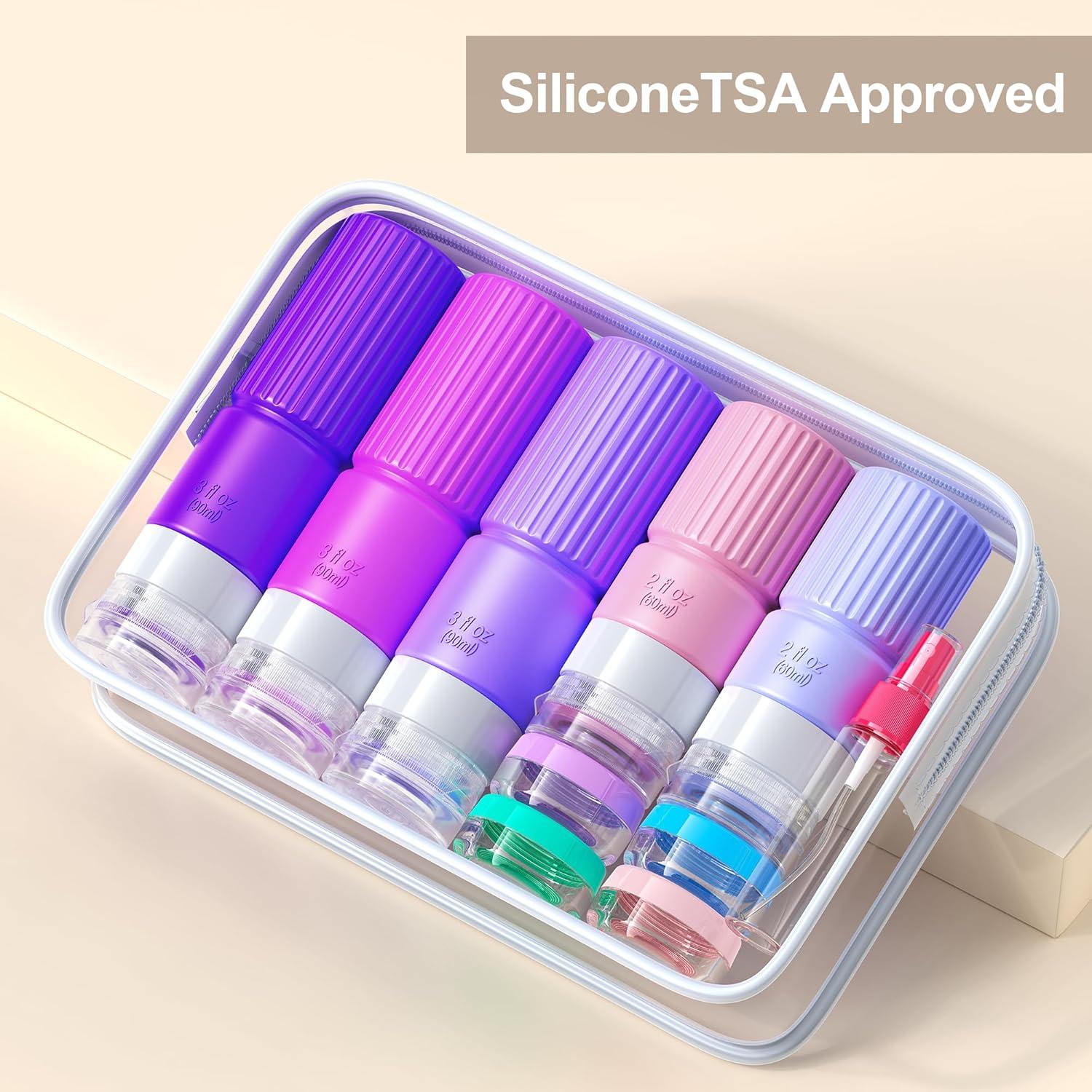 Set de Botellas de Viaje Silicona Tocelffe 18 Piezas A Prueba de Fugas