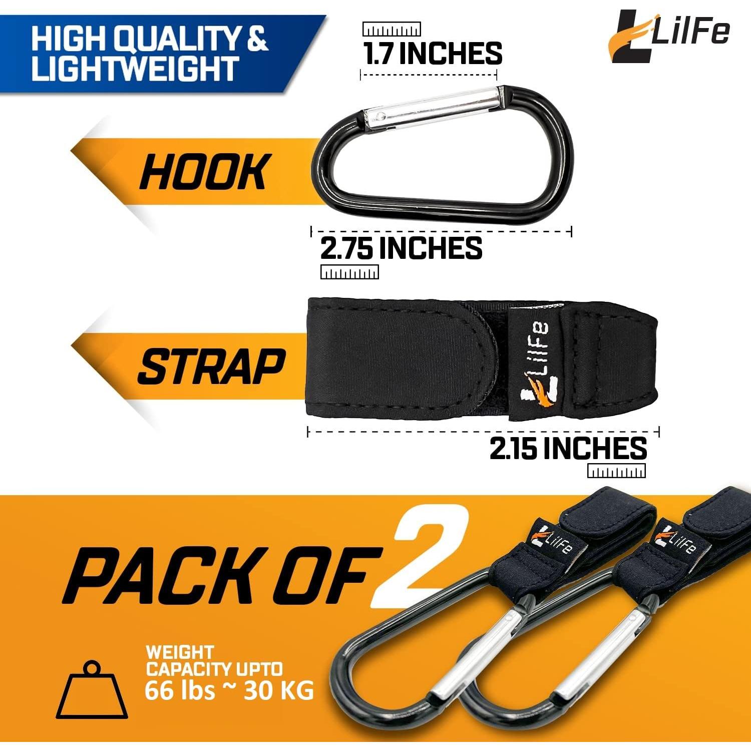 Ganchos para Carritos de Bebé - 2 Pcs Nylon Negro ABC-123