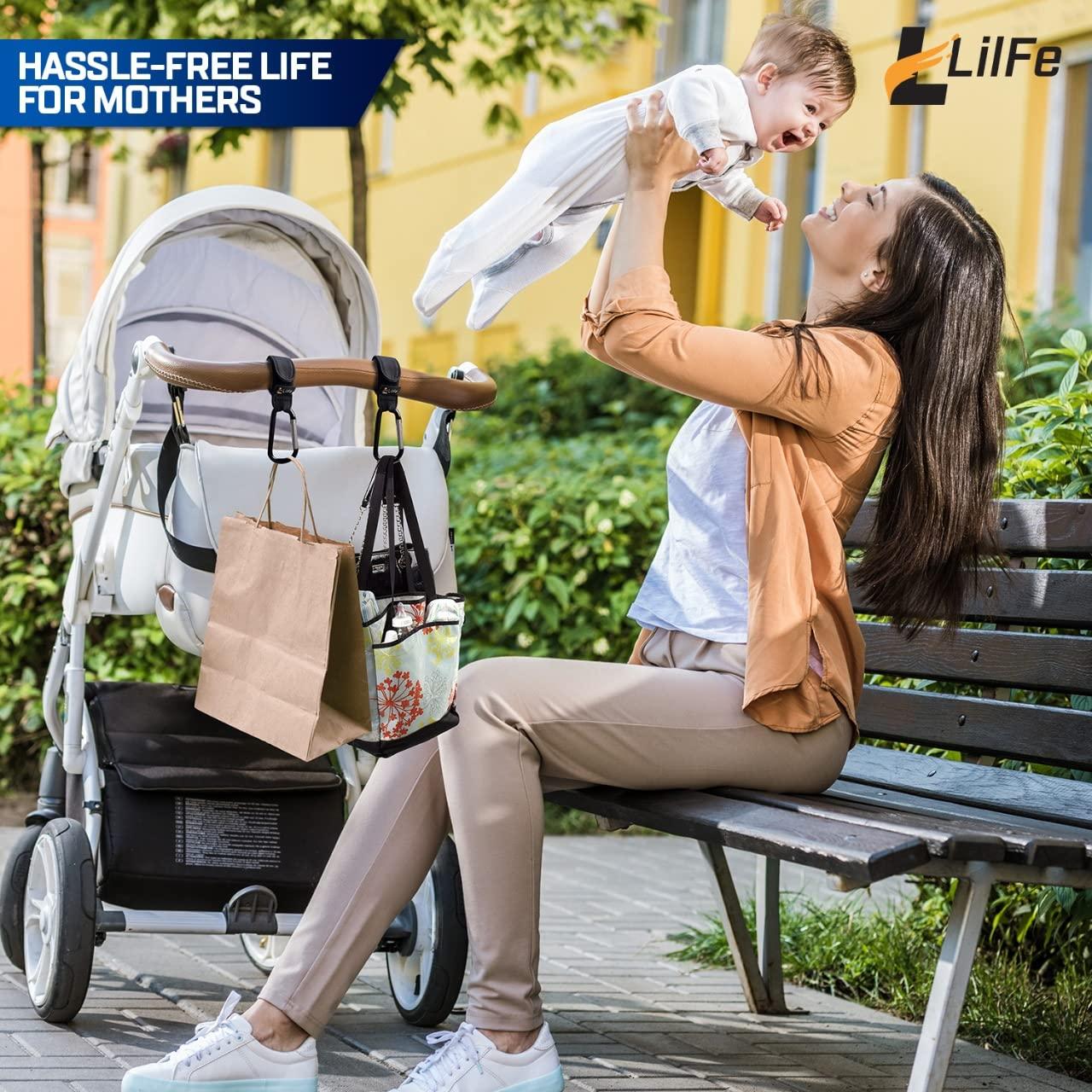 Ganchos para Carritos de Bebé - 2 Pcs Nylon Negro ABC-123