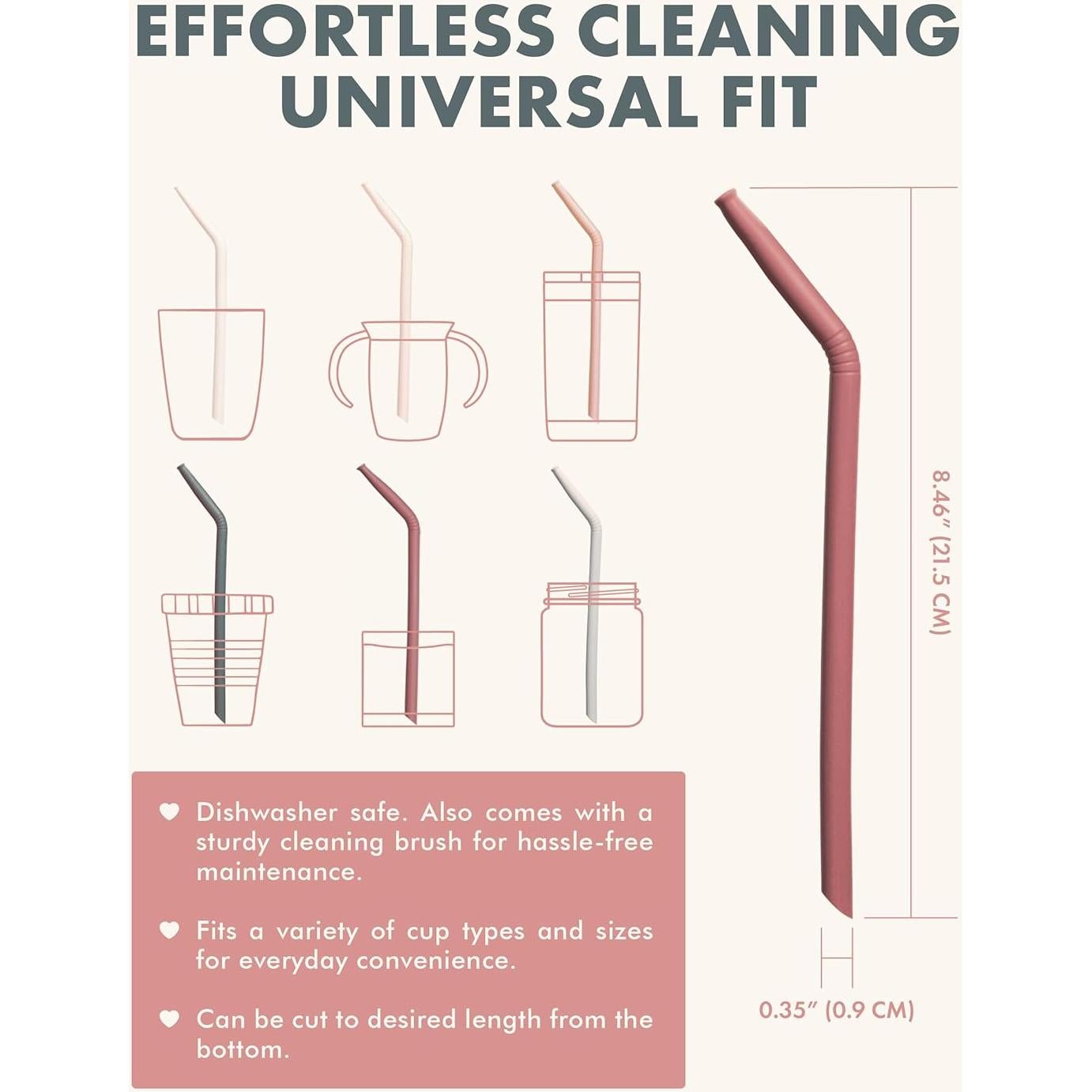 Popotes de Silicona Reutilizables Nightingale - Set de 6 Coral