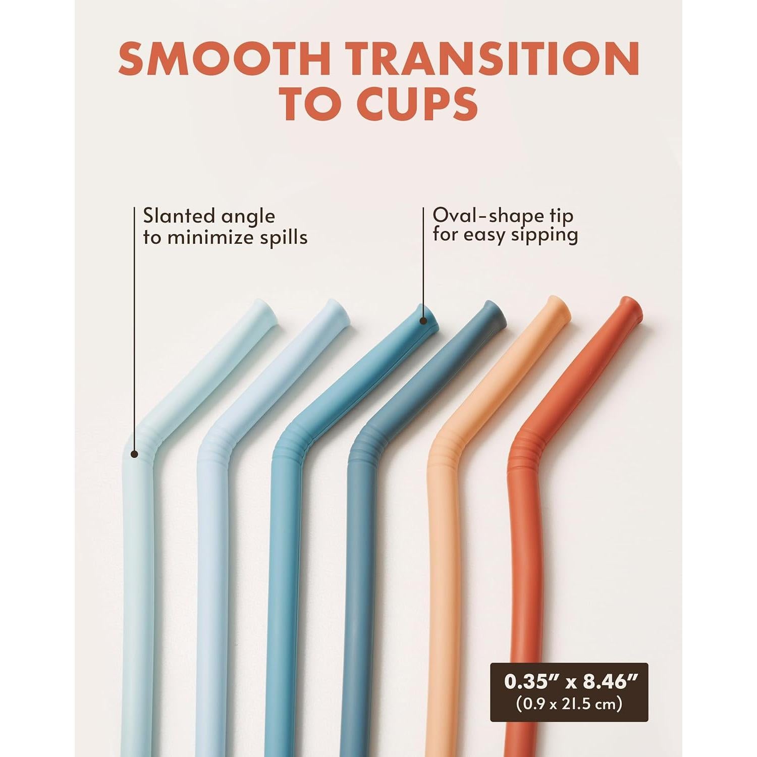 Popotes de Silicona Reutilizables Nightingale - Set de 6 Coral