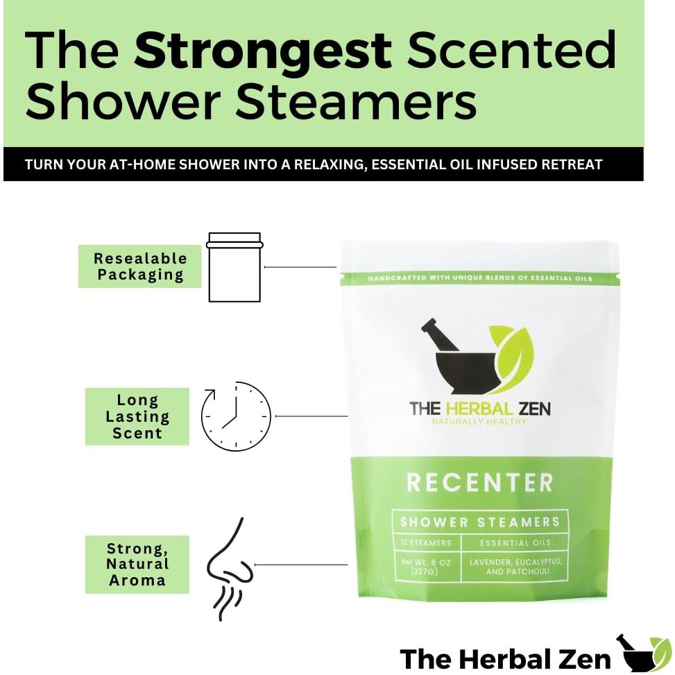 Bombas de Ducha Aromaterapia Recenter con Lavanda y Eucalipto - 10 Unidades