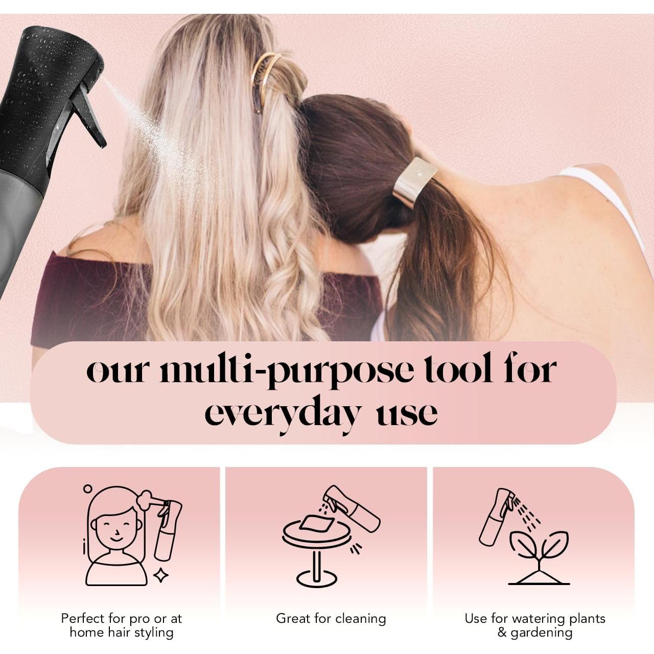 Botella Spray Continuo Kitsch 150ml - Atomizador Negro para Cabello