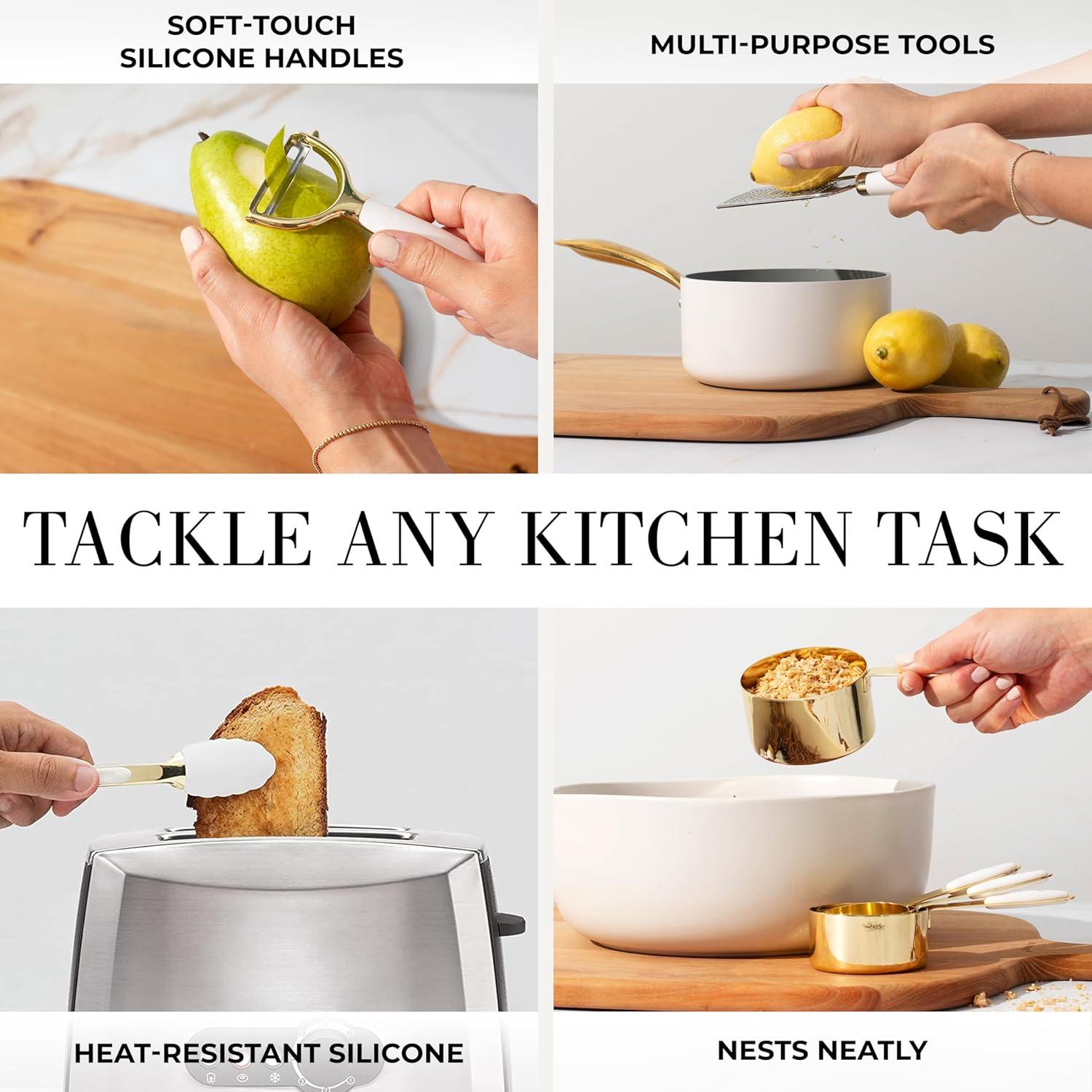 Conjunto de Utensilios de Cocina 16 Piezas STYLED SETTINGS Blanco y Dorado