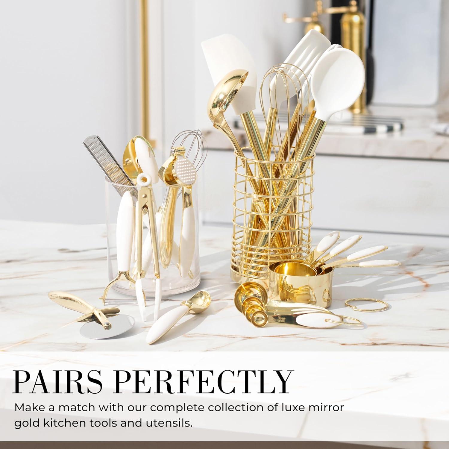 Conjunto de Utensilios de Cocina 16 Piezas STYLED SETTINGS Blanco y Dorado