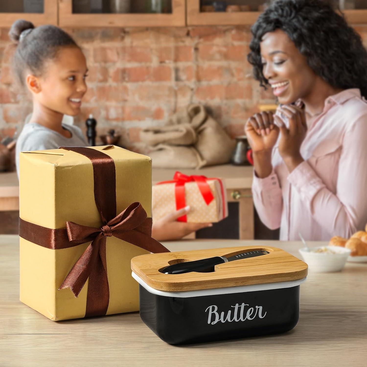 Plato para Mantequilla LANDNEOO con Tapa y Cuchillo, Negro