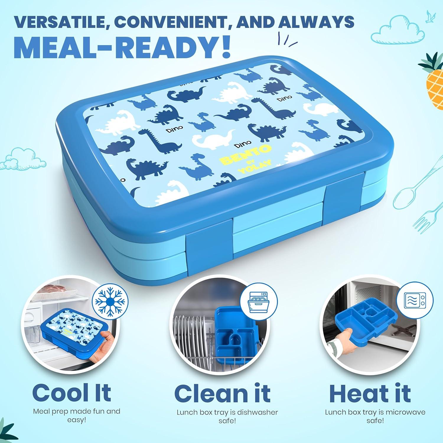 Caja Bento YOLAY para Niños 5 Compartimentos Dino 800ml