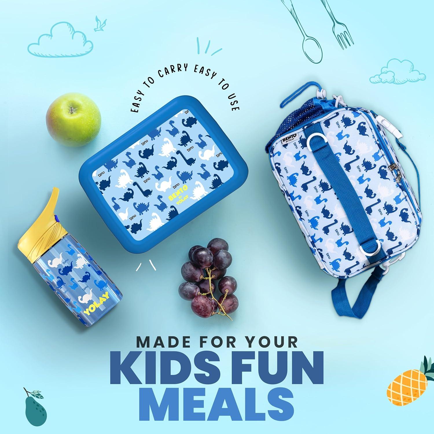 Caja Bento YOLAY para Niños 5 Compartimentos Dino 800ml