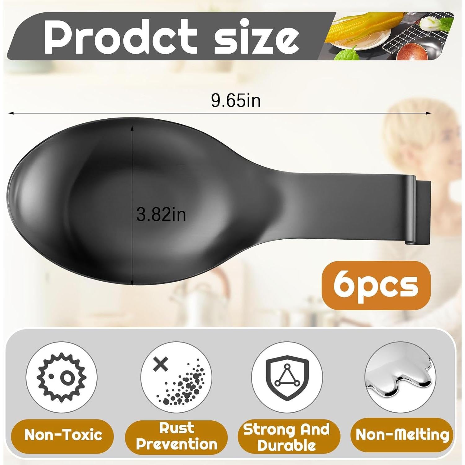 Soporte de Cuchara de Acero Inoxidable Nuanchu 6 Piezas Negro